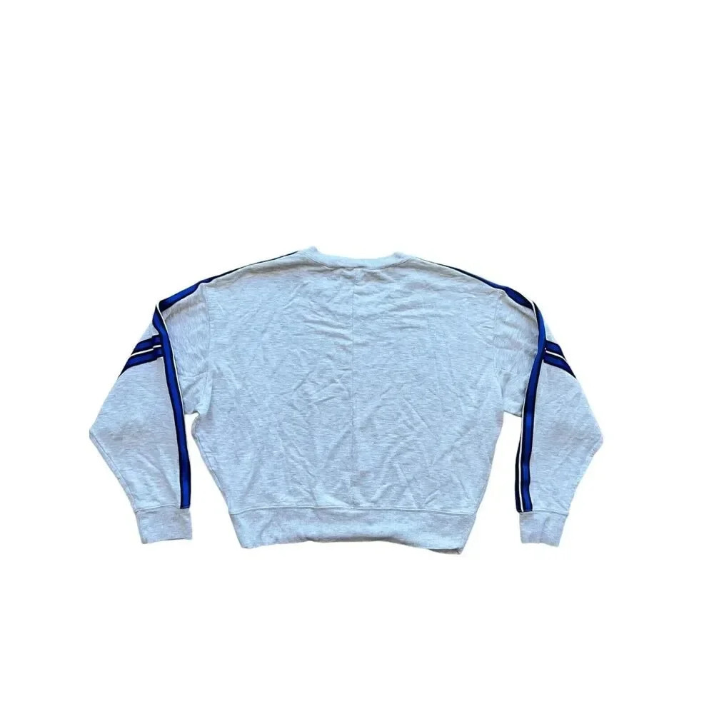 Express one eleven Crew Neck Varsity Stripe Sweatshirt top pullover grey size S - Picture 7 of 7